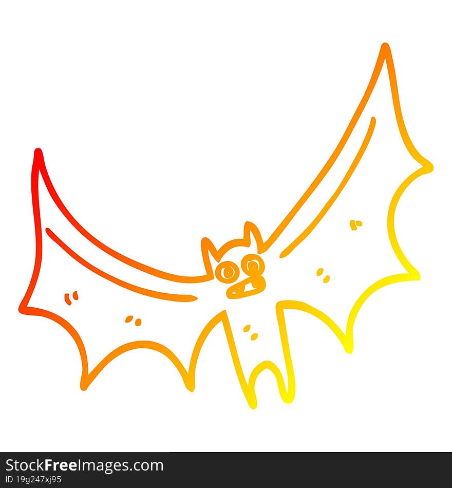 warm gradient line drawing cartoon bat