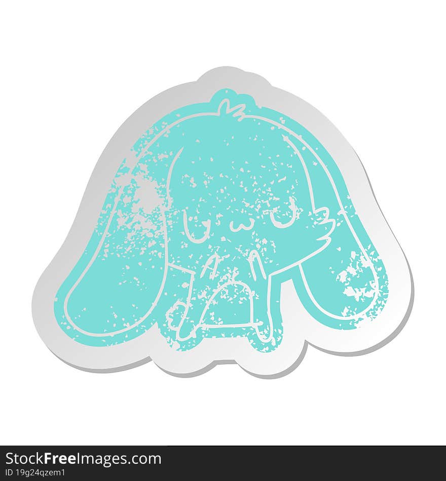 distressed old sticker kawaii cute furry bunny