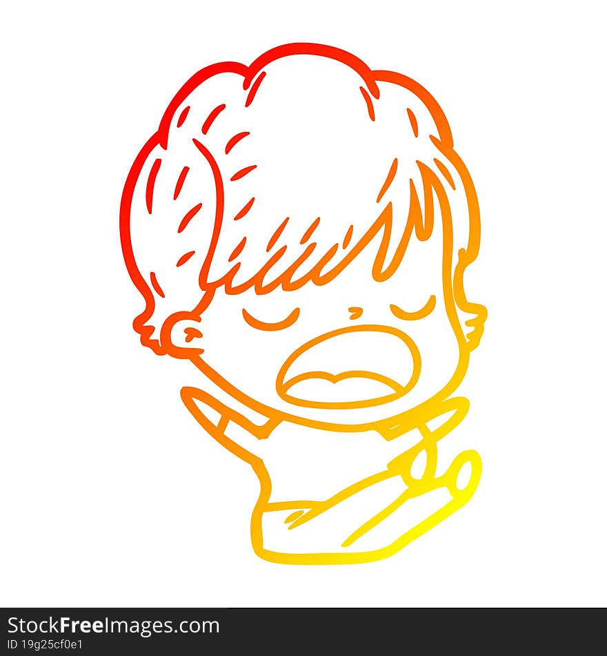 warm gradient line drawing cartoon woman talking