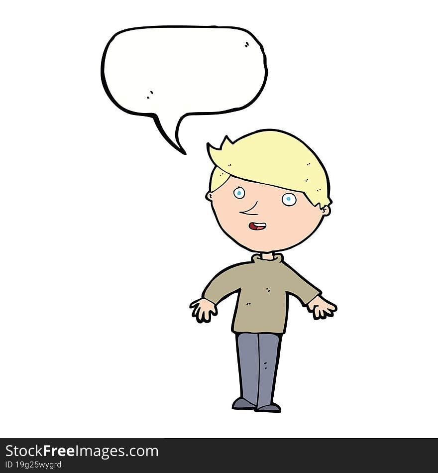 cartoon happy man with speech bubble