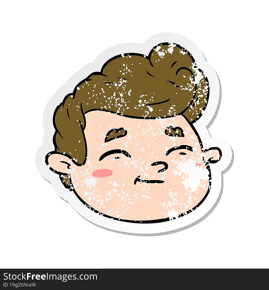 distressed sticker of a cartoon male face