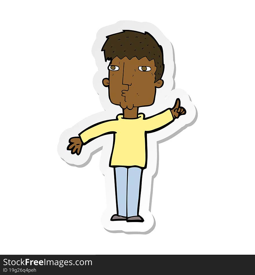 sticker of a cartoon man raising point