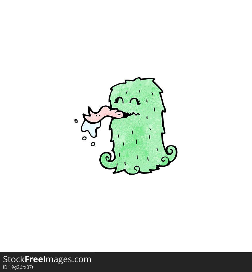 Funny Green Hairy Monster Cartoon