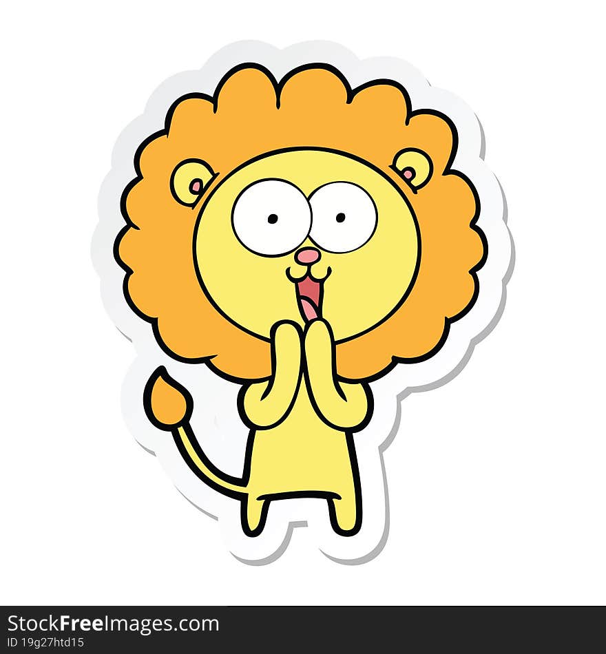 sticker of a happy cartoon lion