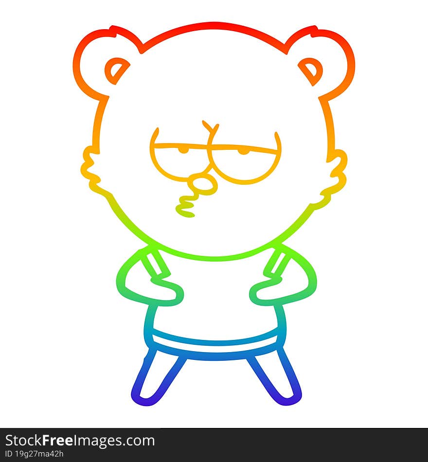 rainbow gradient line drawing bored polar bear cartoon