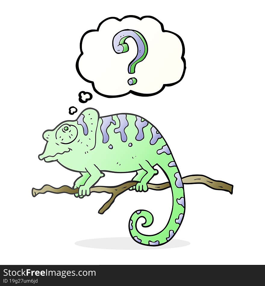 thought bubble cartoon curious chameleon