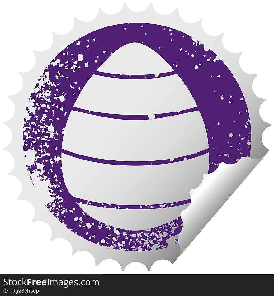 distressed circular peeling sticker quirky symbol easter egg. distressed circular peeling sticker quirky symbol easter egg