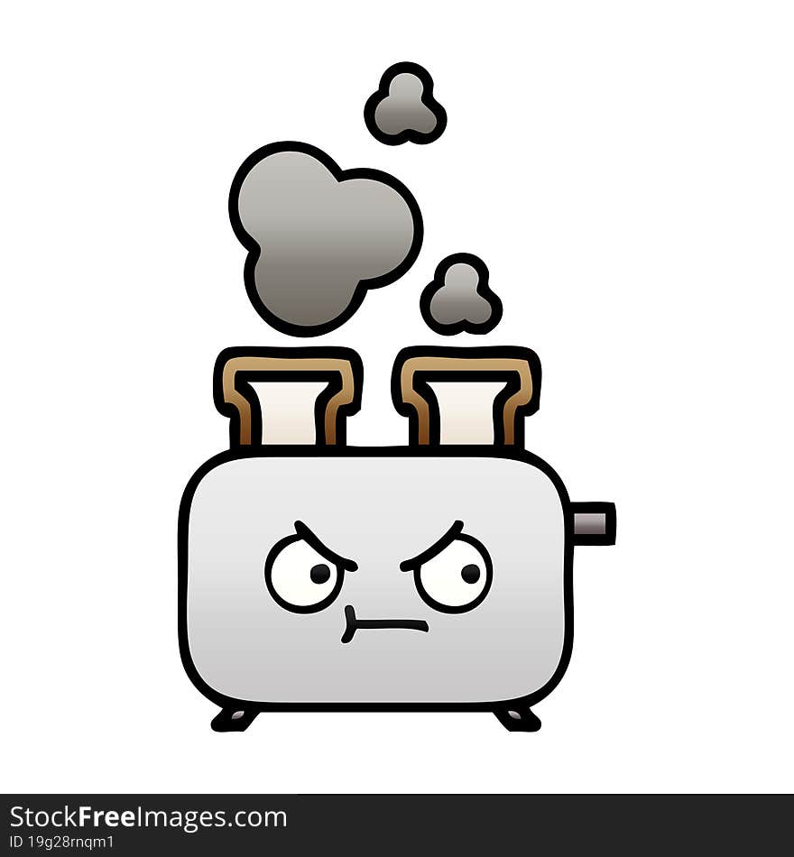 Gradient Shaded Cartoon Of A Toaster