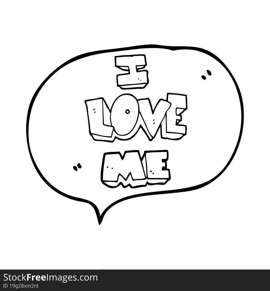 i love me freehand drawn speech bubble cartoon symbol. i love me freehand drawn speech bubble cartoon symbol