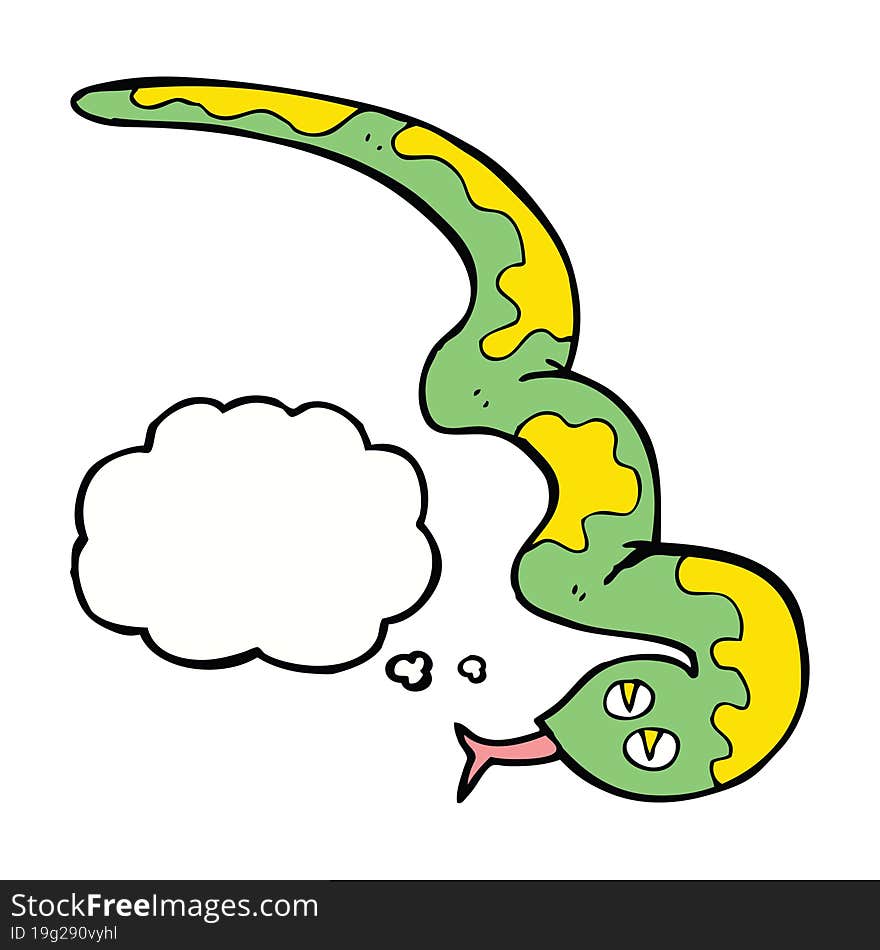 cartoon hissing snake with thought bubble