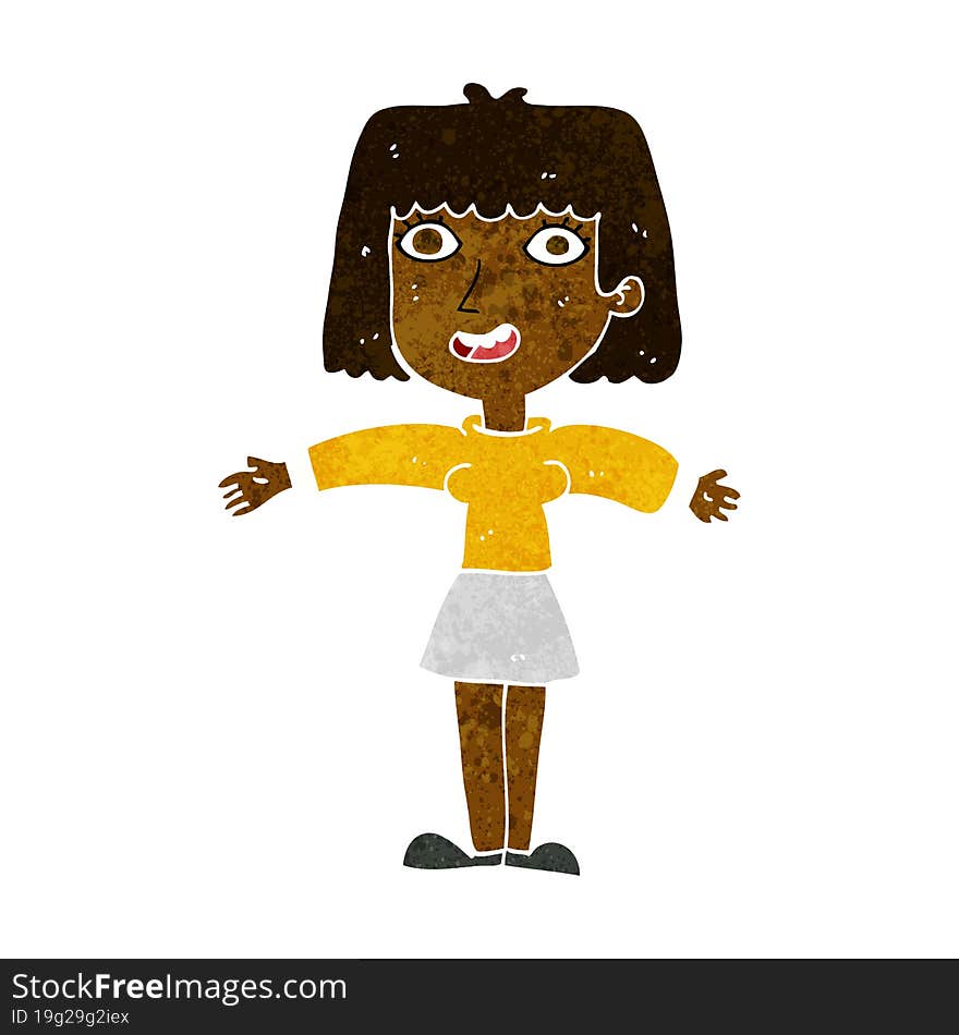 cartoon excited woman