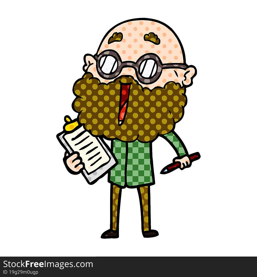 cartoon joyful man with beard. cartoon joyful man with beard