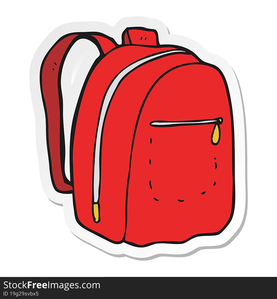 Sticker Of A Cartoon Rucksack