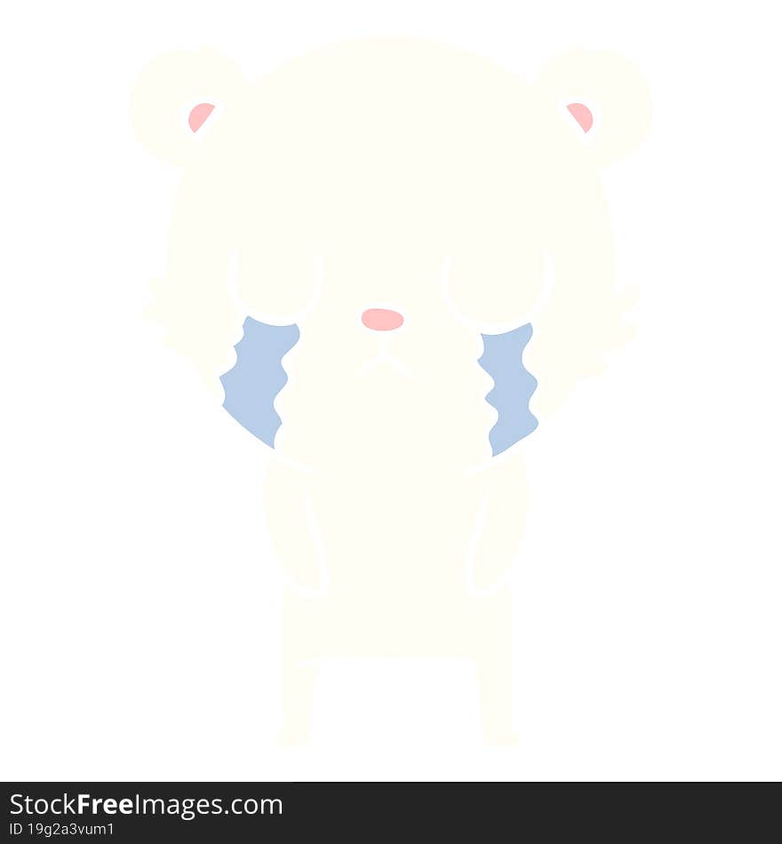 Crying Polar Bear Flat Color Style Cartoon