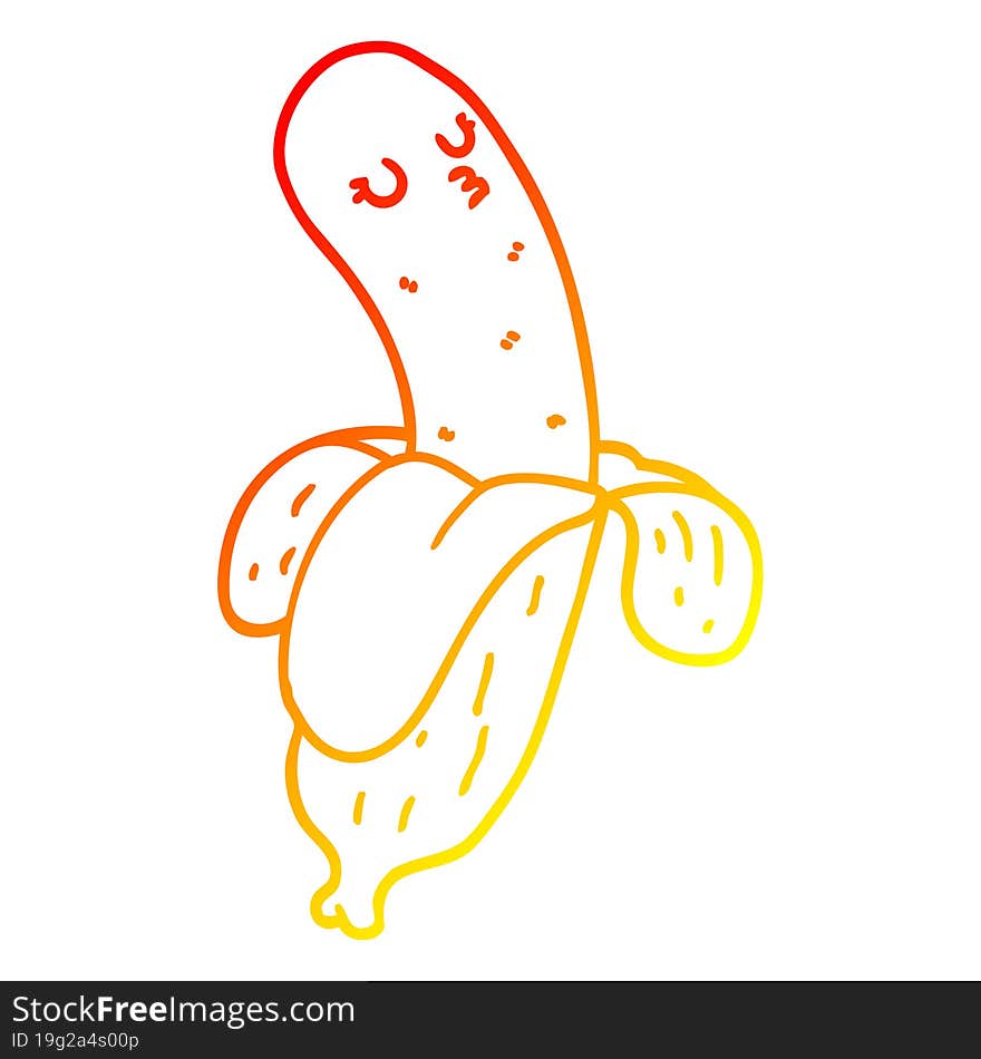 warm gradient line drawing cartoon banana