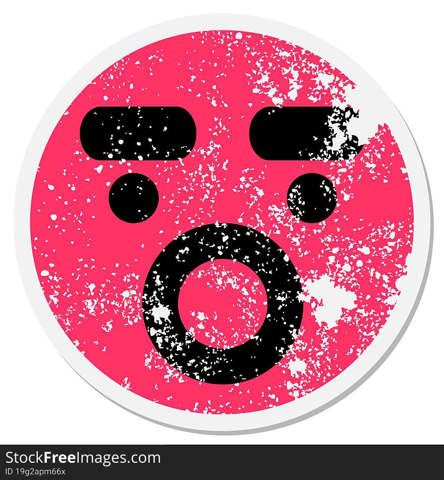 shocked annoyed face circular sticker