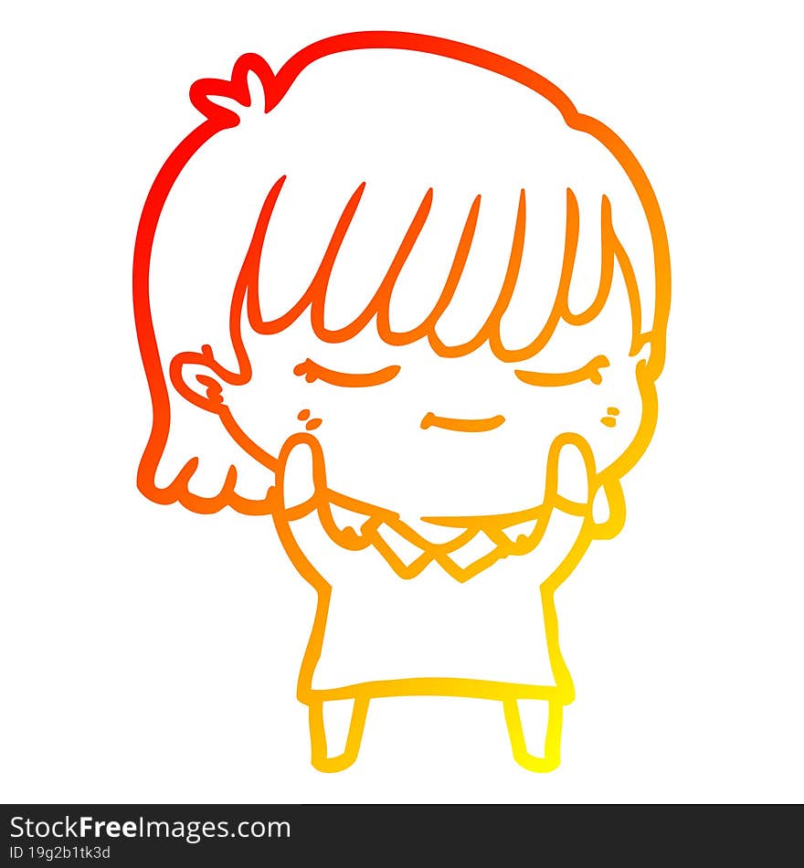 warm gradient line drawing of a cartoon woman