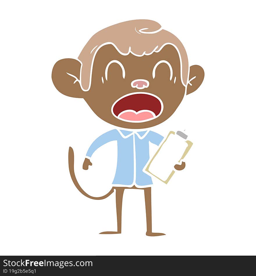 shouting flat color style cartoon monkey