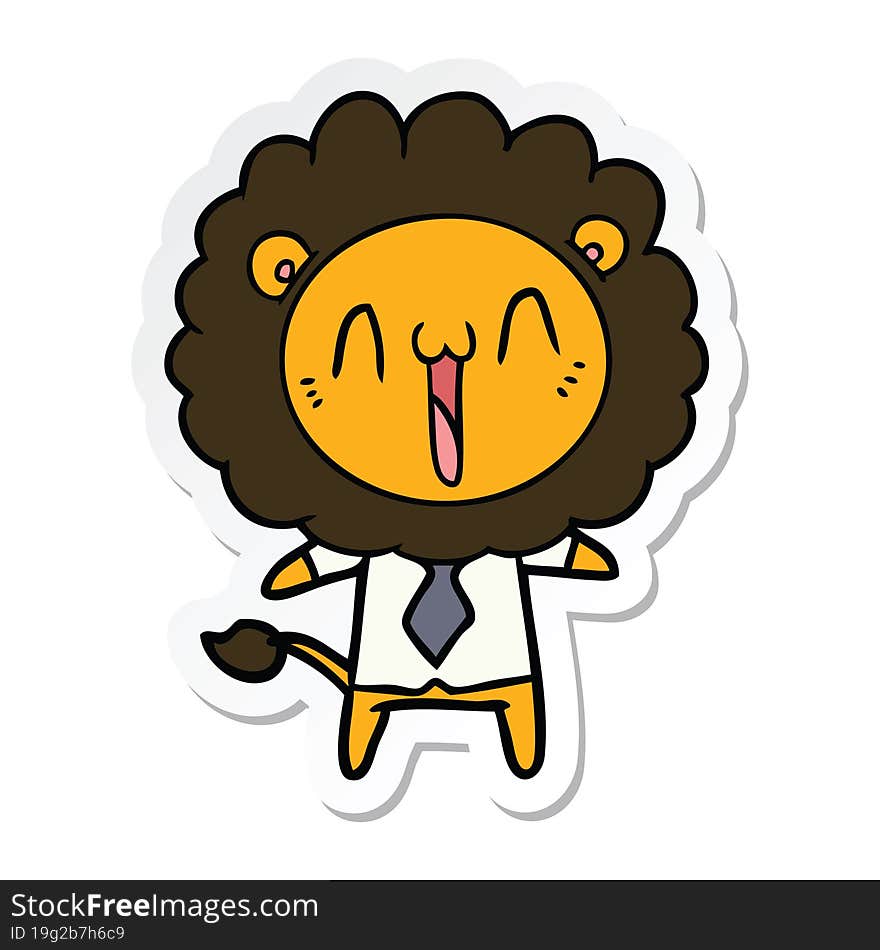 sticker of a happy cartoon lion