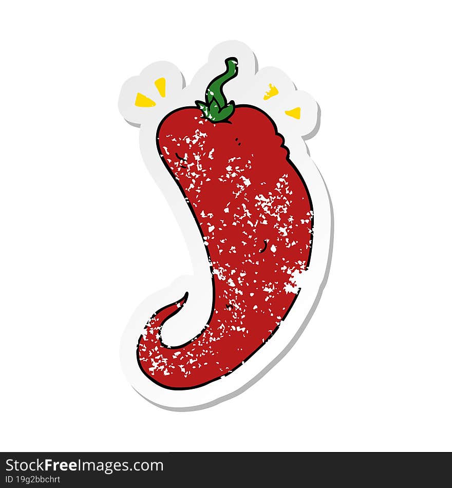 distressed sticker of a cartoon chili pepper