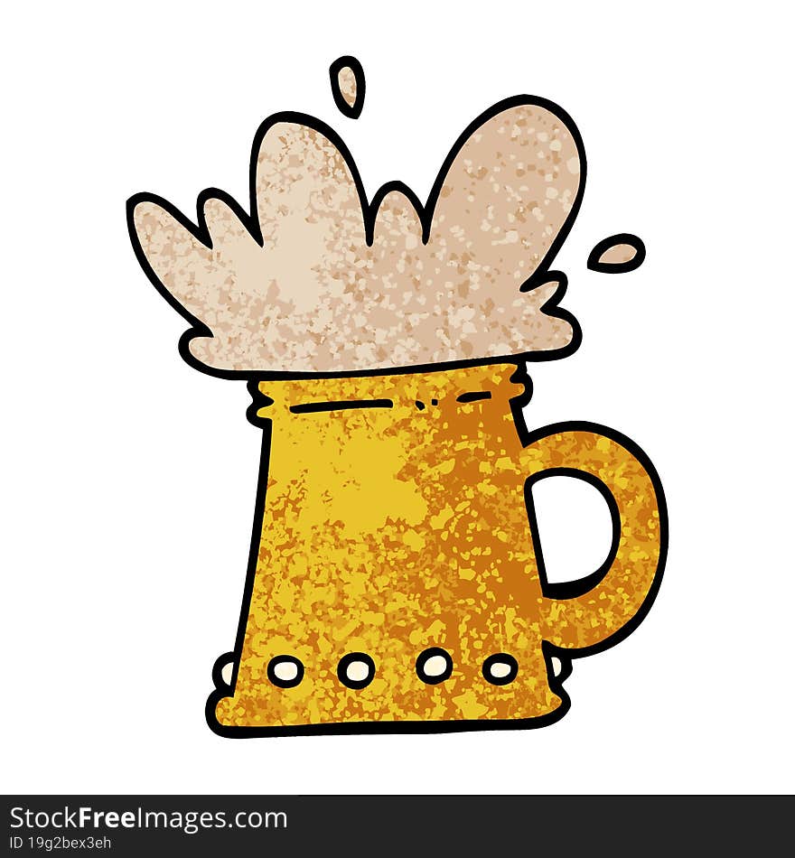 grunge textured illustration cartoon beer tankard