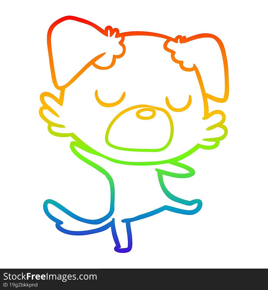 Rainbow Gradient Line Drawing Cartoon Dog