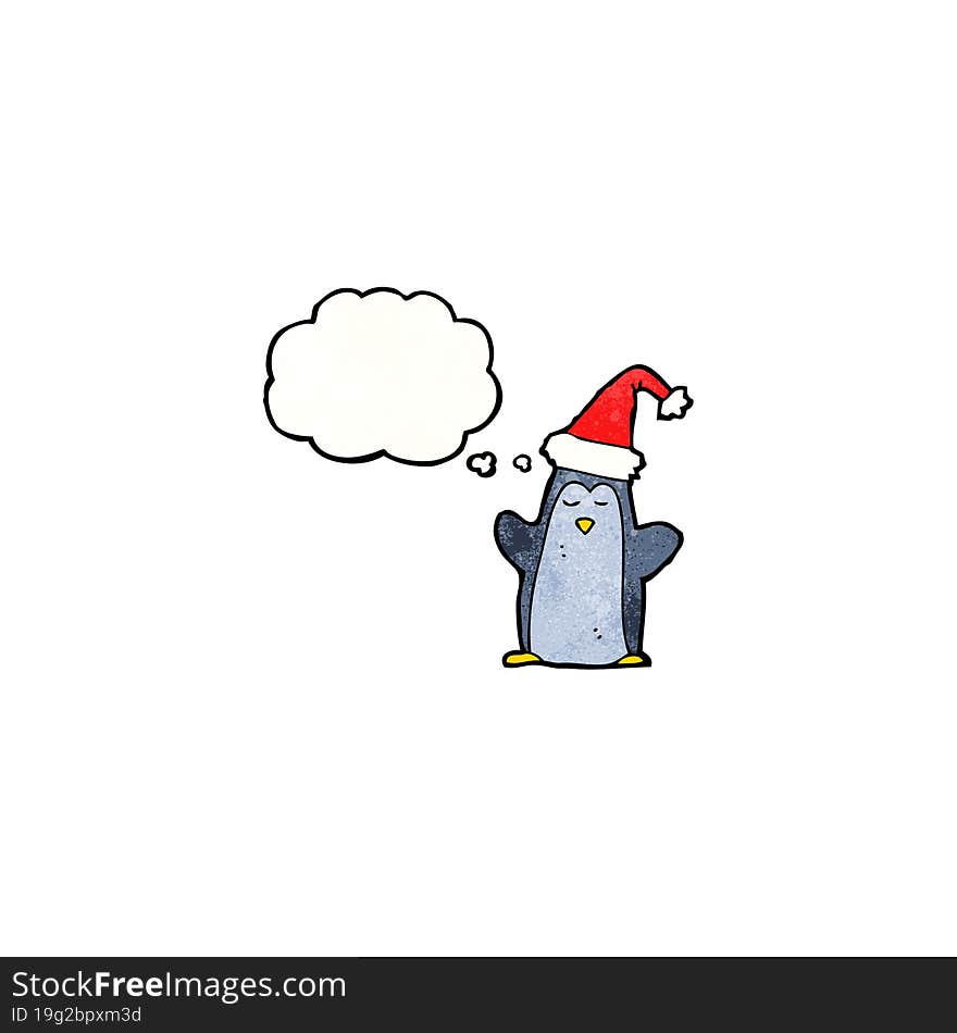 penguin with thoguth bubble cartoon