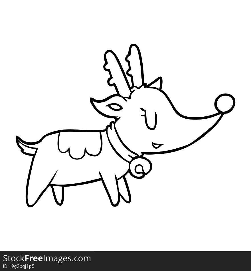 line drawing of a christmas reindeer. line drawing of a christmas reindeer