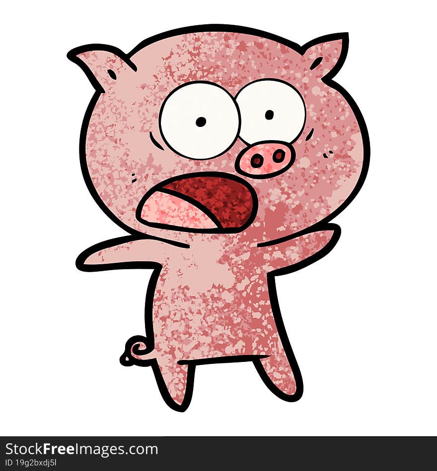 cartoon pig shouting. cartoon pig shouting