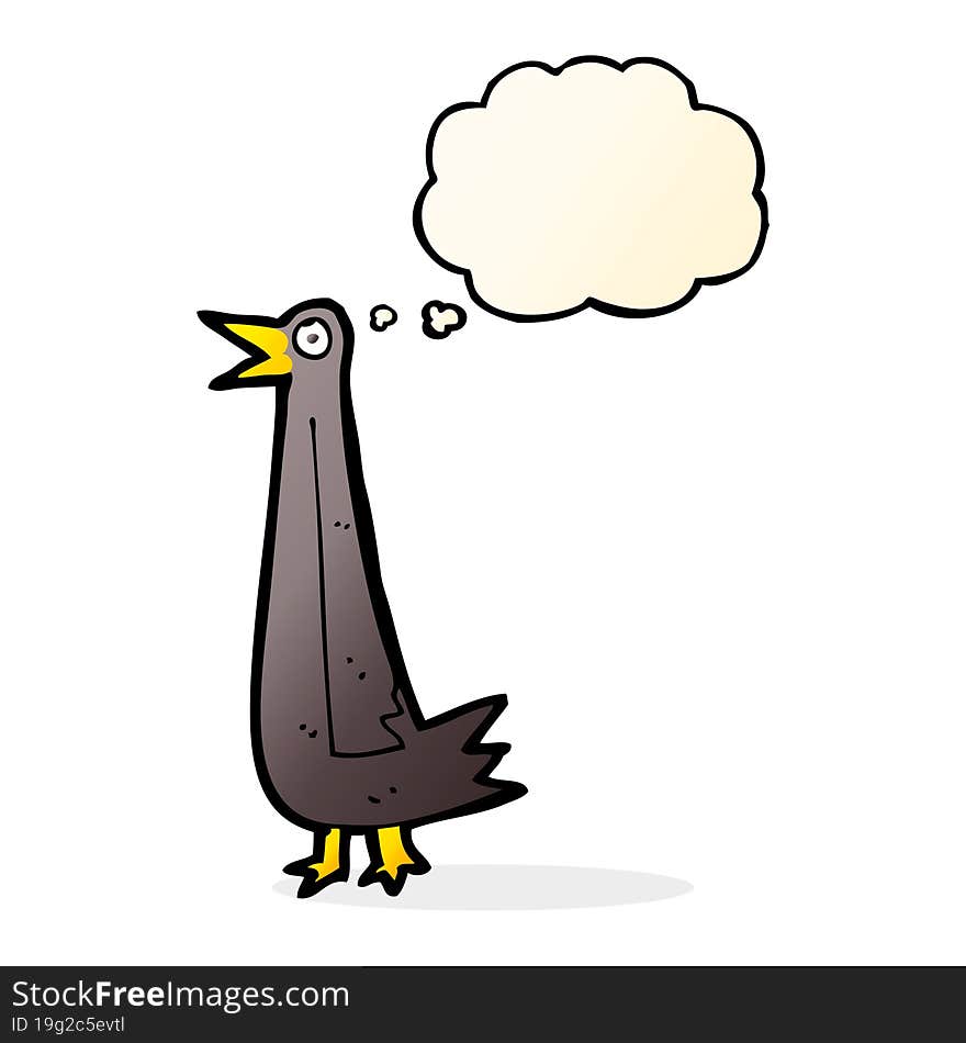 Funny Cartoon Bird With Thought Bubble