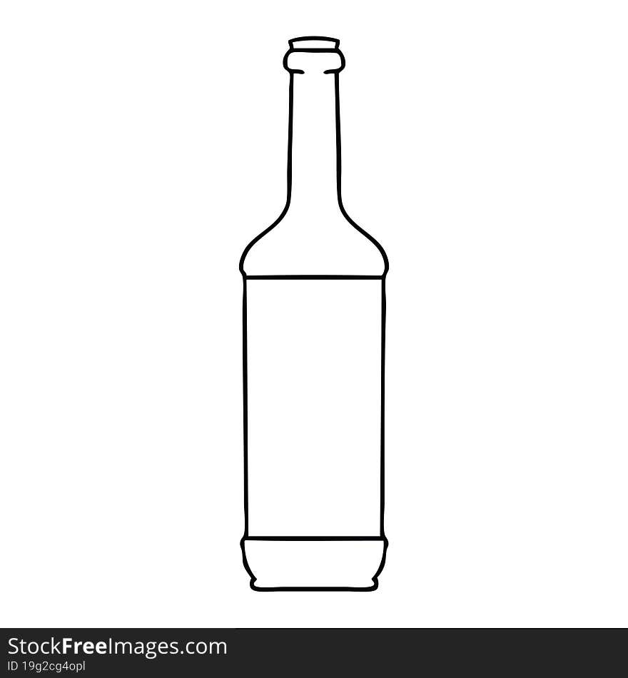 quirky line drawing cartoon wine bottle