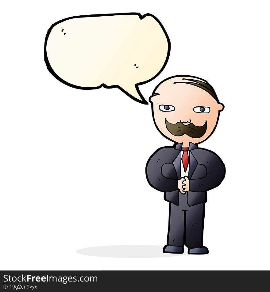 Cartoon Old Man With Mustache With Speech Bubble