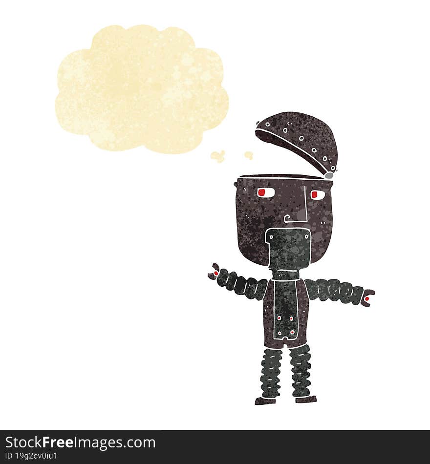 cartoon robot with thought bubble