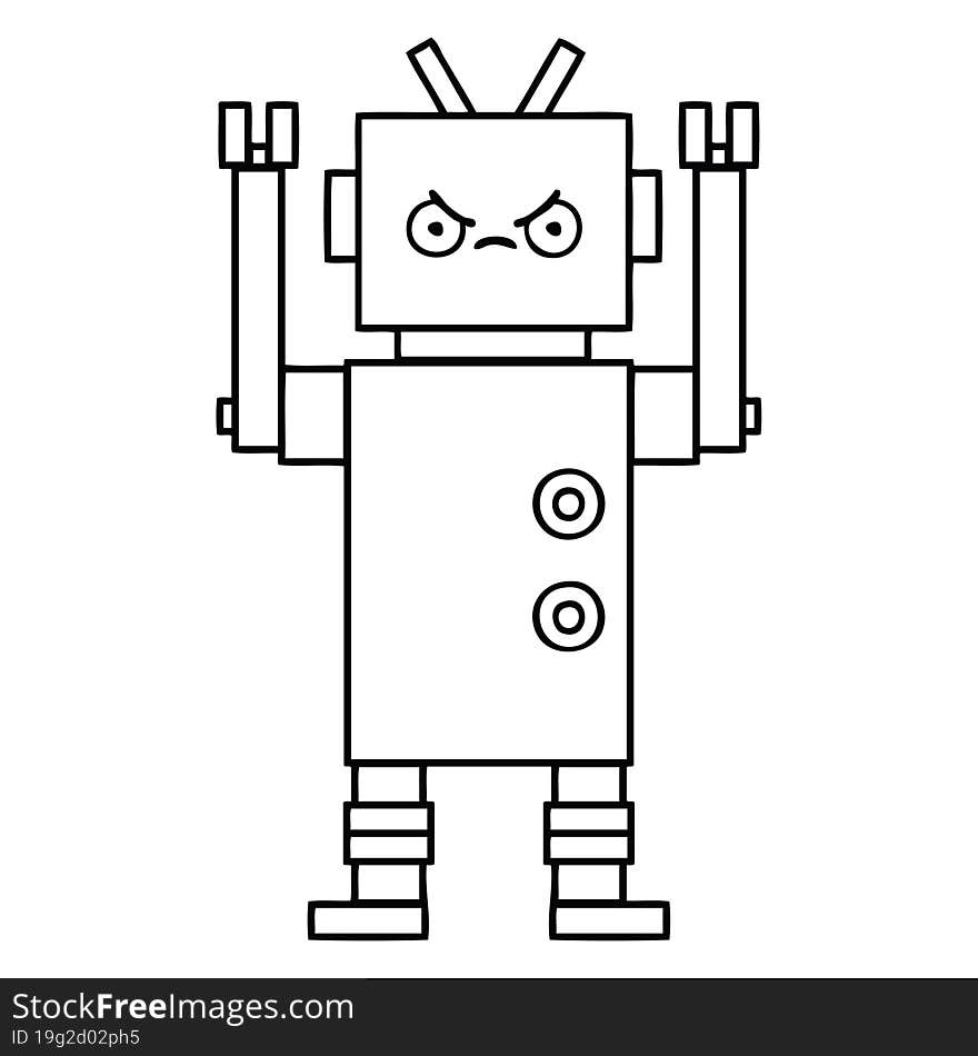 Line Drawing Cartoon Robot