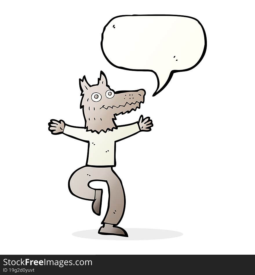 Cartoon Wolf Man With Speech Bubble