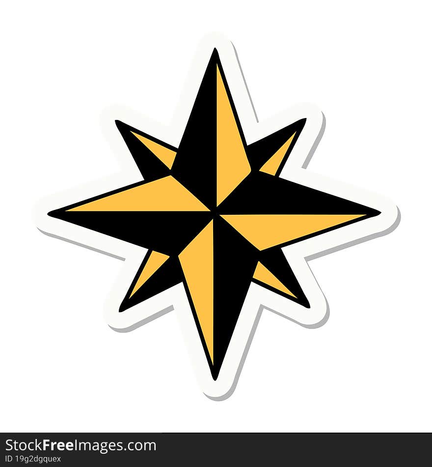 sticker of tattoo in traditional style of a star. sticker of tattoo in traditional style of a star