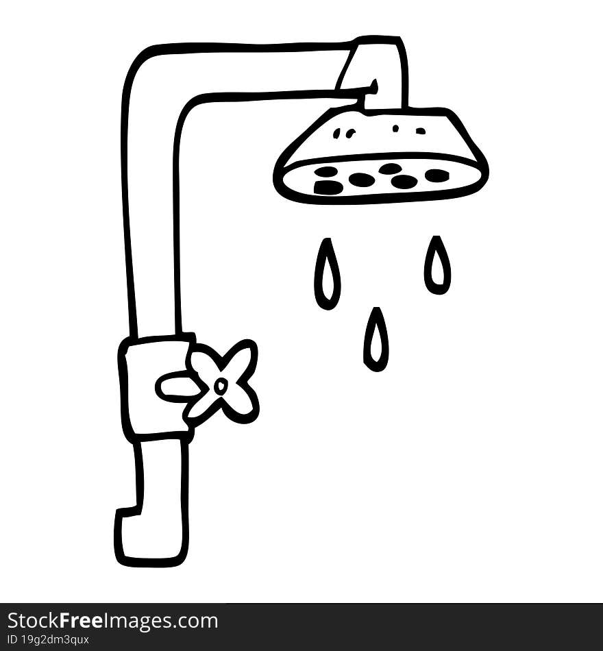 black and white cartoon shower head