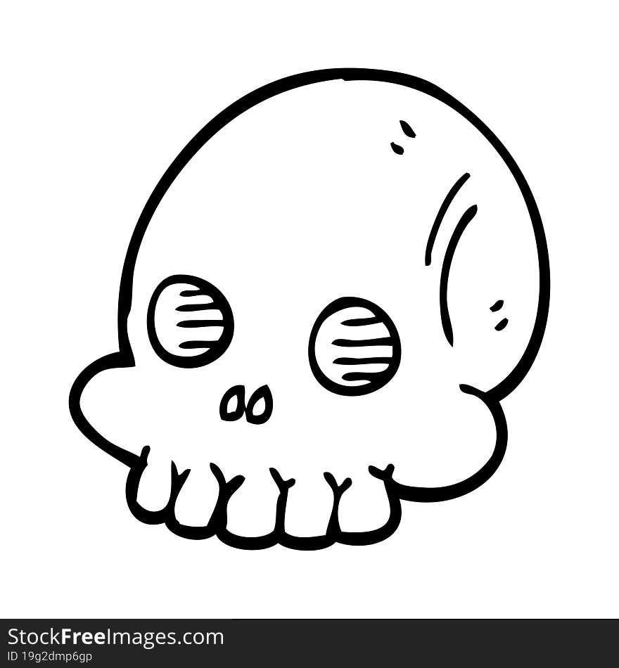 Line Drawing Cartoon Halloween Skull