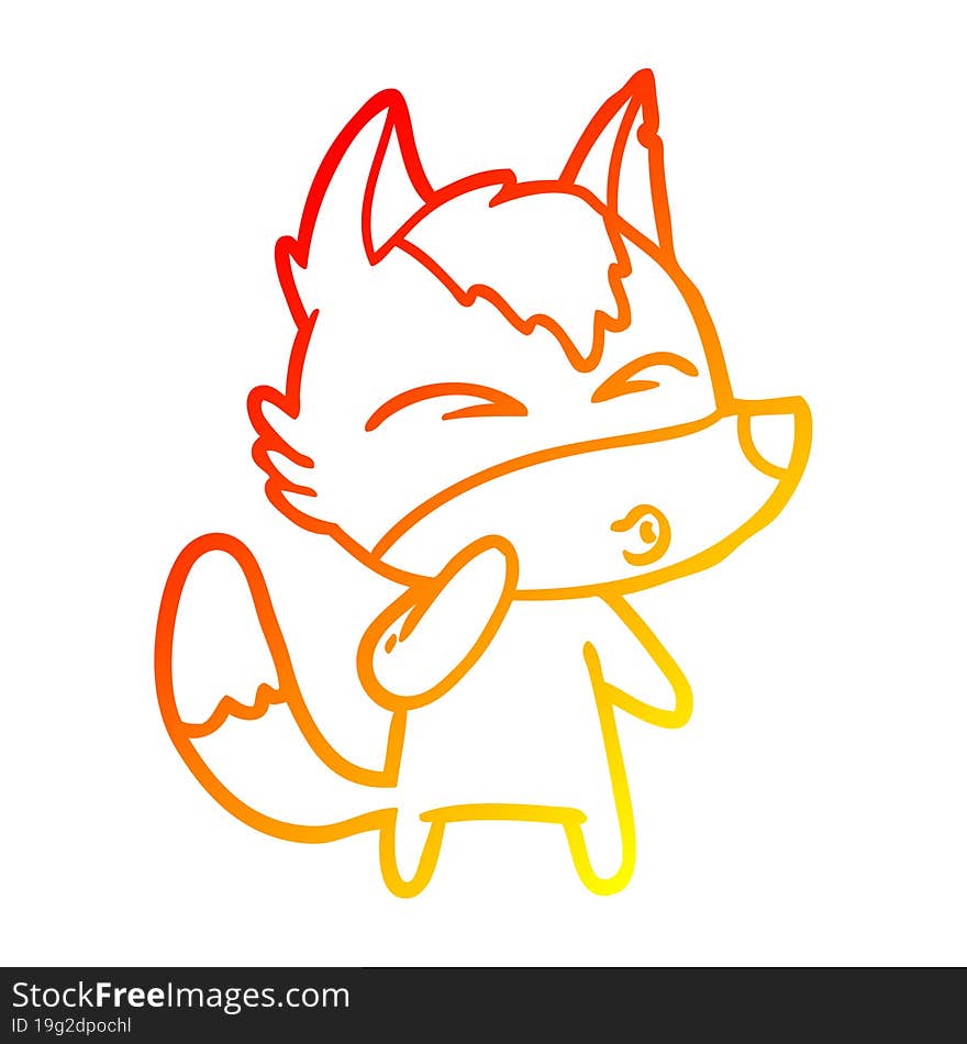 warm gradient line drawing cartoon wolf whistling