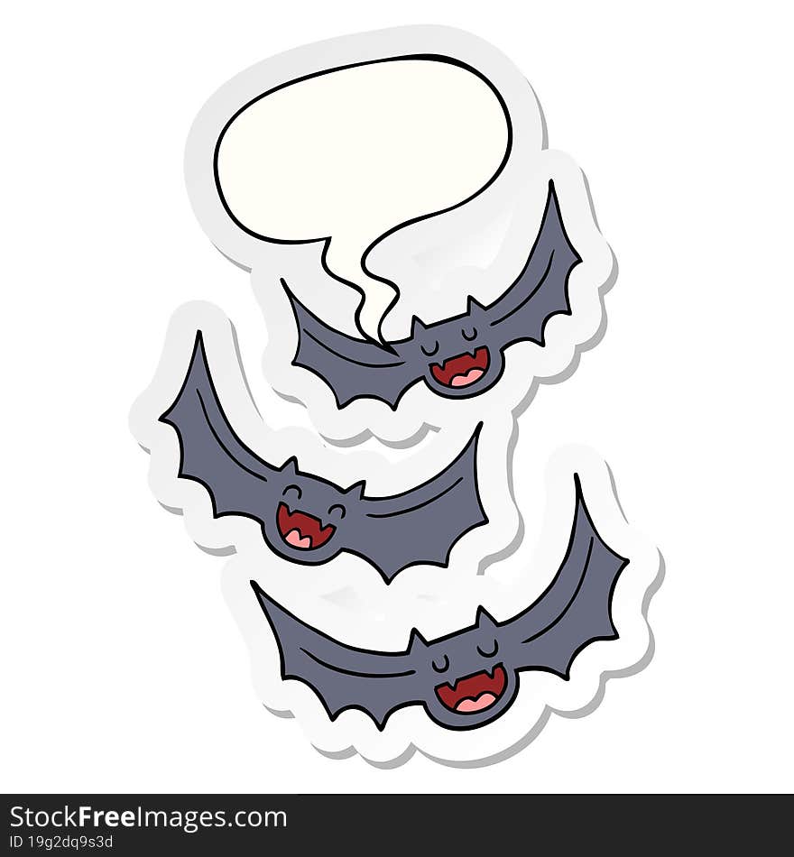 cartoon vampire bats and speech bubble sticker