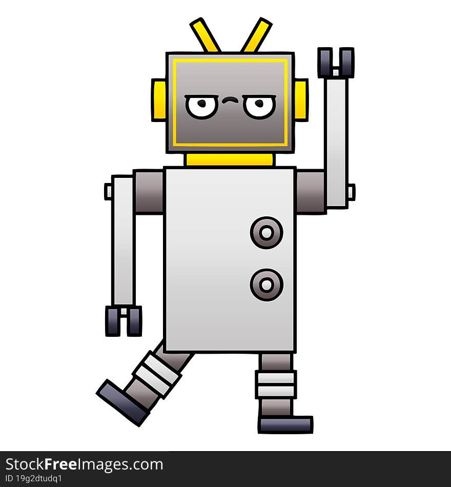 Gradient Shaded Cartoon Annoyed Robot