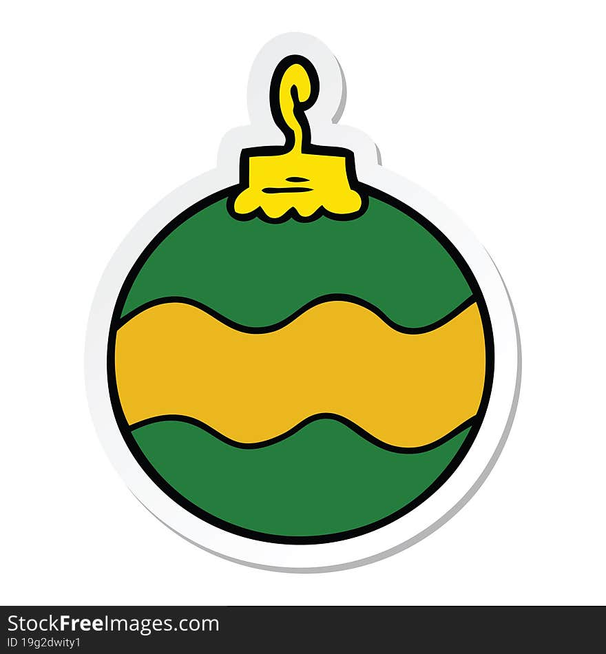 sticker of a cartoon christmas bauble