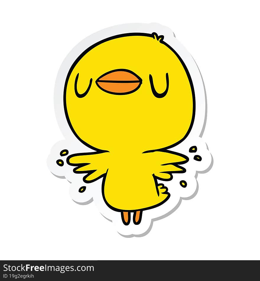 sticker of a cartoon chick flapping wings