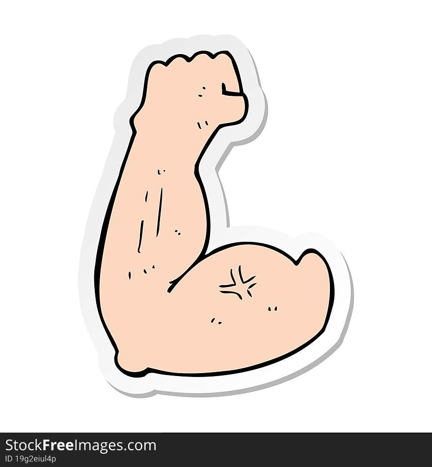 Sticker Of A Flexing Bicep Cartoon