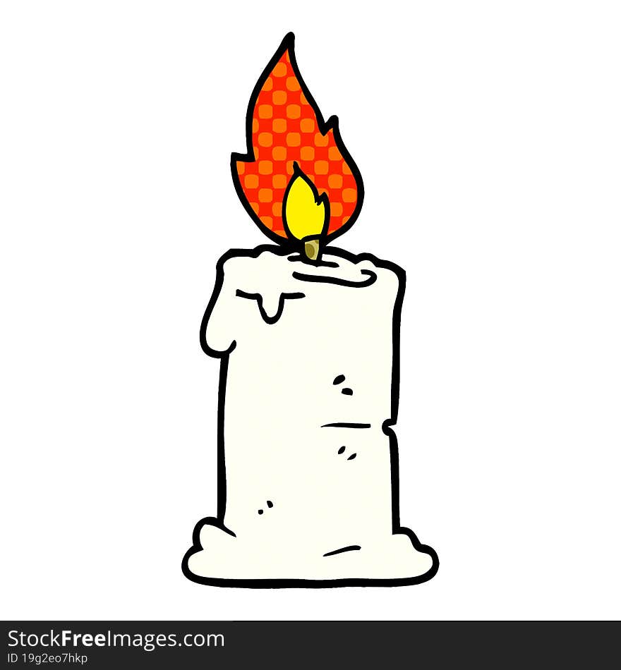 cartoon doodle lit candle