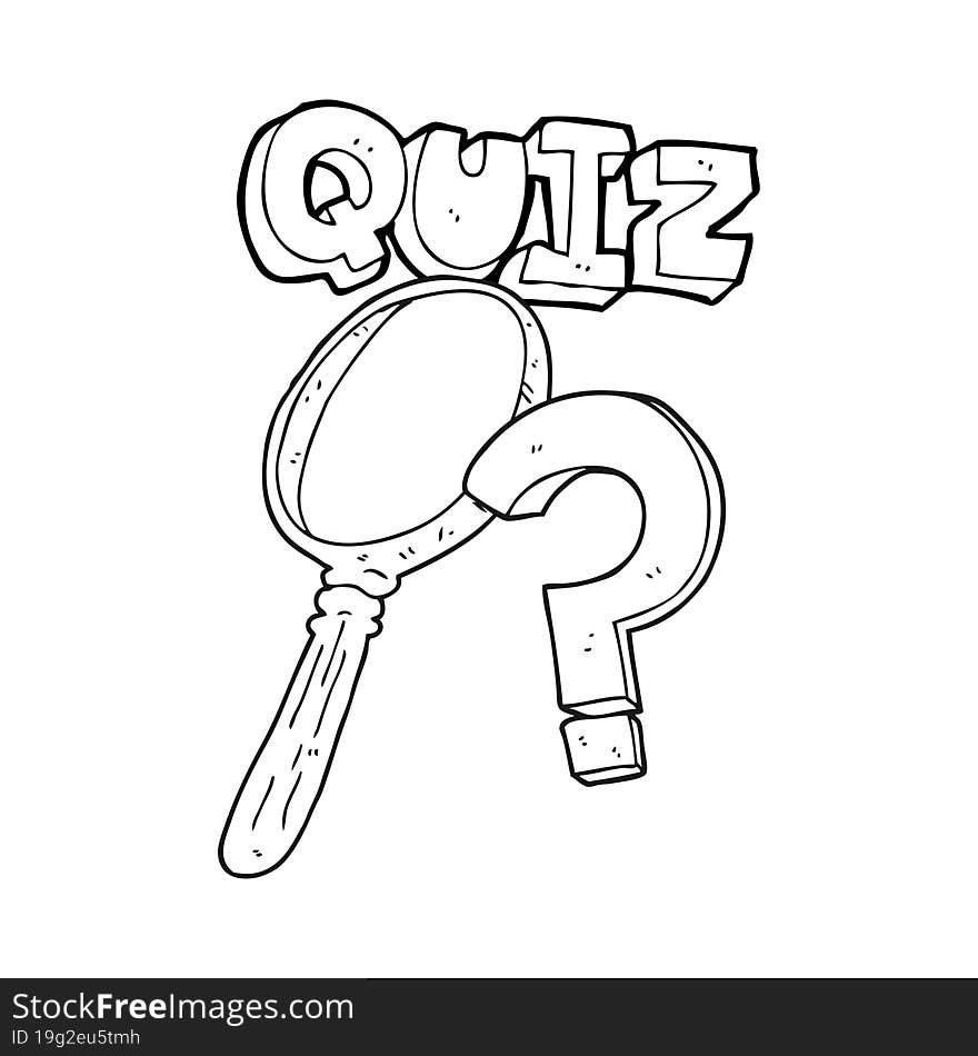 freehand drawn black and white cartoon quiz symbol