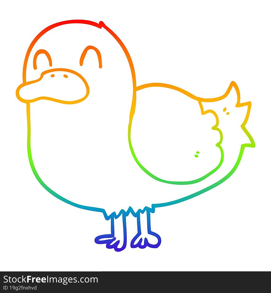 rainbow gradient line drawing cartoon duck