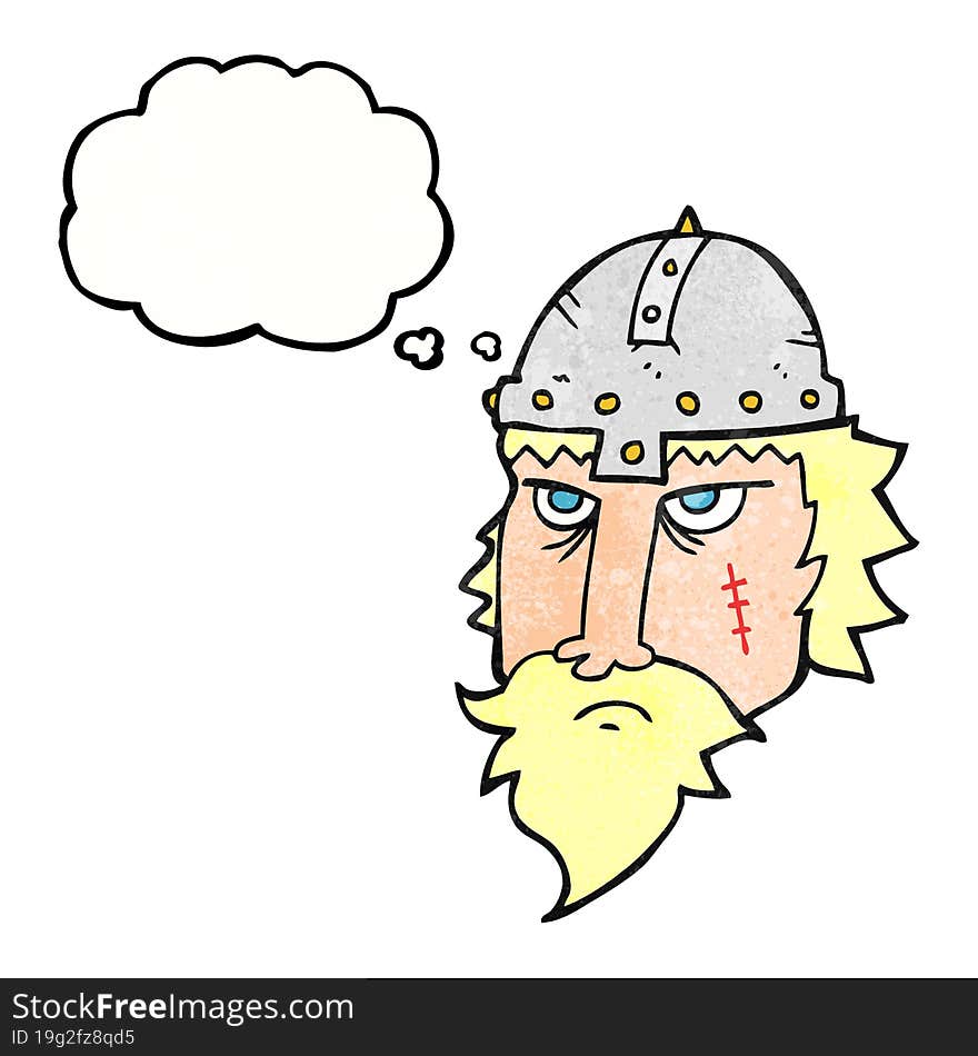 freehand drawn thought bubble textured cartoon viking warrior