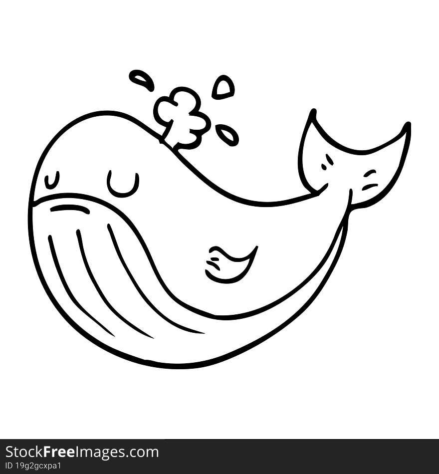 Line Drawing Cartoon Whale