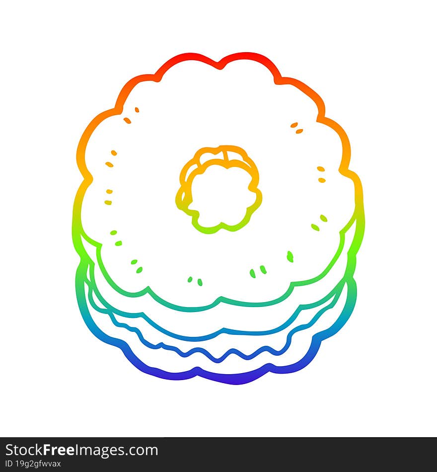 rainbow gradient line drawing cartoon biscuit